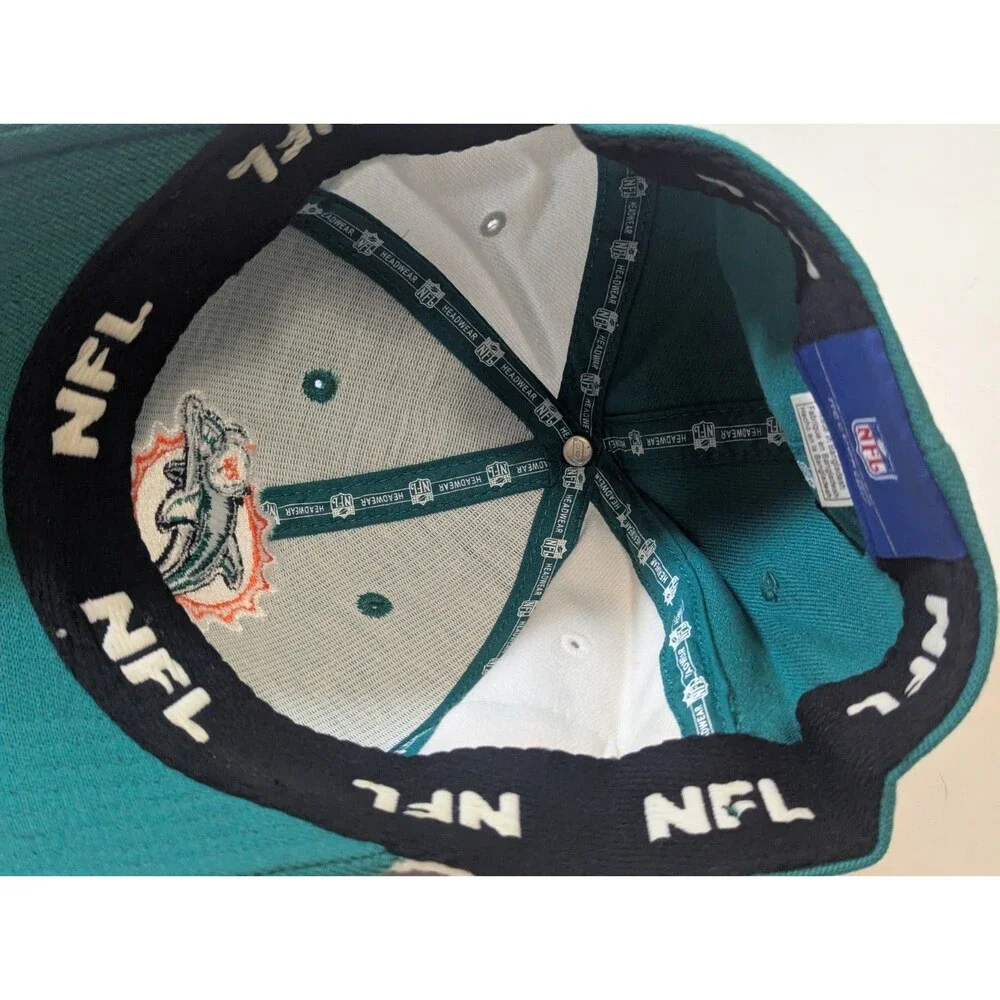 VTG Reebok Miami Dolphins Hat NFL Equipment Flex Fit NWOT Deadstock Teal Orange